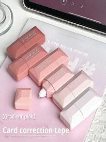 SHEIN 6pcs/Set Pink Correction Tape,Correction Tape Set With Ins Style, Colorful, Japanese, Small Size, High Capacity, Cute, Mini, Silent, Mori Style, Back To School.