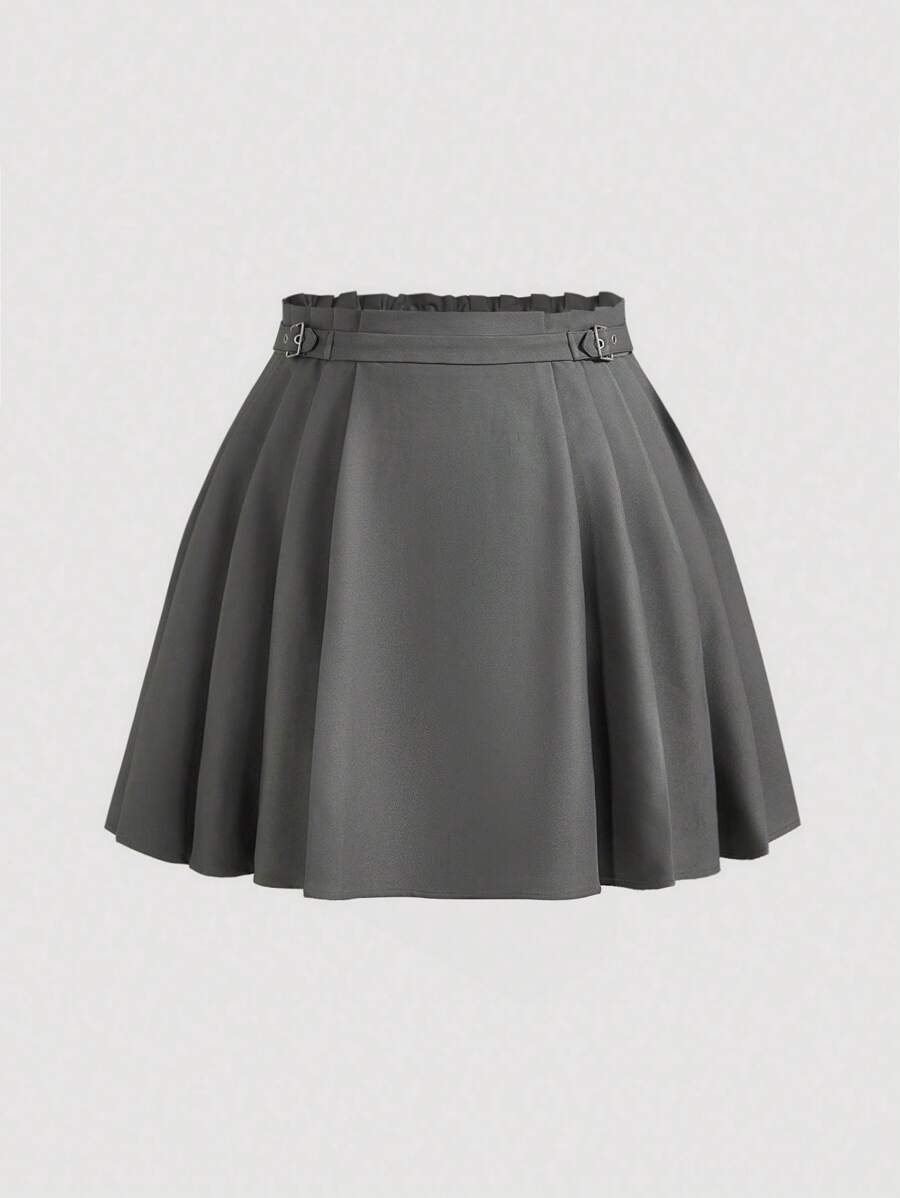 SHEIN MOD 大码女式高腰褶皱 Y2K A 字裙