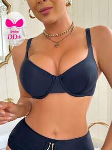 Swim DD+ Top de traje de baño de unicolor y moda simple para mujer, apto para el verano
