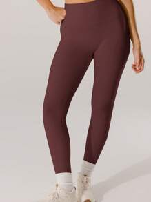 Aralina Leisurewear Active Chocolate Brown High-Rise Bottom Lift Comfy Pilates Activewear Leggings