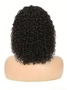 Short Curly Bob Wig Human Hair With Bangs 2x1 Transparent Lace Houston Classic Looks Glueless Wigs For Women Curly Bob Human Hair Wear And Go Brazilian Deep Curly Wigs With Bangs Natural Color - Natural Black - View 2