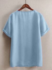 EMERY ROSE Women's Bamboo Leaf Print Casual Comfortable Blouse