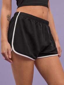 COUREZ Low Rise Sports Black Short Summer Outfits For Women /Casual /Activewear Y2K Vintage Cotton - Black - View 2