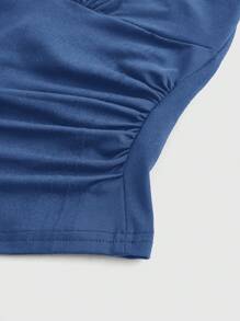 ROMWE Grunge Punk 女式性感纯色露背挂脖蓝色无袖上衣，夏季