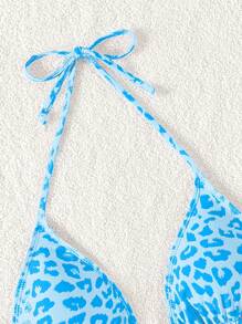 Swim Vcay 2025 女士豹纹吊带比基尼上衣，简约时尚，适合夏季