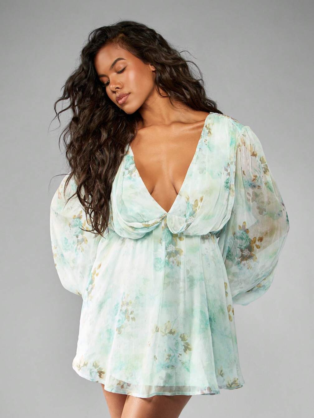 chiffon balloon sleeve dress Chiffon Balloon Sleeve