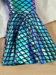 Infant Girls' Colorful Fish Scale Print Flare Leg Pants, Spring/Summer - Blue - View 4