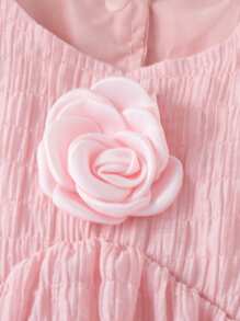 SHEIN 年轻女孩可爱 3D 花卉无袖罩衫上衣和喇叭形针织裤两件套休闲夏季套装 - 彩色 - 查看 5