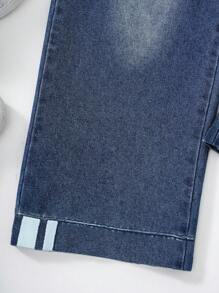 SHEIN Tween Girls Loose Casual Simple Style Pants, Suitable For Summer - Blue - View 3