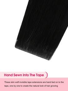 角质层雷米无缝注射手工专业品质原生真人发隐形接发片真人发自然黑 10 件 25 克直发接发片 - S1 - 查看 6