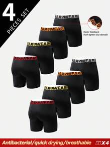 4 piezas de calzoncillos bóxer cómodos y transpirables con estampado de letras para hombres - Multicolor - Ver 2