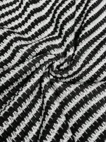 SHEIN Maternity 2pcs Set V-Neck Short Sleeve Top And Adjustable Elastic Waist Loose Shorts - Black and White - View 4