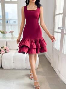 Modelyn Vestido corto de mujer con tirantes de unicolor, minimalista y de moda, adecuado para el verano