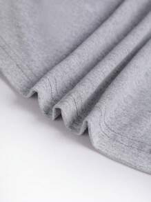 Áo thun nữ tuổi teen cổ tròn tay ngắn màu trơn, kiểu dáng thường ngày, thắt eo, phong cách đường phố mùa hè. - Màu Xám nhạt - Xem 4