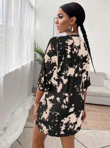 Zolique Women's Round Neck Simple Fashion Short Sleeve Dress, Suitable For Summer - Black - View 2