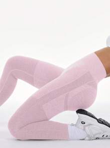 Seamluxe SHEIN Sport High Waisted Seamless Leggings For Women - Tummy Control Soft Butt Lifting Yoga Pants For Workout Athletic Running Cycling Yoga Pickleball Exercise Casual - Pink - View 2