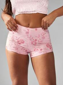 MISSGUIDED Short de danse à micro-sequins floraux, coupe ajustée des fesses, tenue de performance pour festival, bas à taille haute, short étincelant pour soirée et sortie en club - Rose bonbon - Voir 4