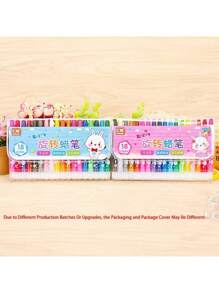 1 Set 24 Farben Malstift Drehstift, Kinderhände bleiben sauber, Kindergarten Farbpinsel, Schüler Ölkreide Malset, Kinderkünstlerische Malutensilien (Verpackung zufällig), Malset, Kinderkunst und Handwerk, Malstift, Kunst- und Handwerksutensilien für Kinder, Kunstmaterialienset - Verschiedenfarbig - Übersicht 4