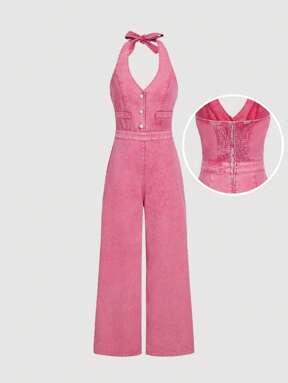 SHEIN MOD Women's Button Design Casual Loose Wide Leg Jumpsuits,Summer Jumpsuits For Women,Vacation Outfits Women,Cowgirl Outfits For Women,Women Summer Clothes,Graduation Dresses For Women,Concert Outfit Women,Festival Outfits For Women,Rave Outfits,Rave Outfits Festival,Y2k Clothes Women,Rodeo Outfits For Women,Rave Outfit, Fall Women Clothes