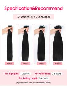 Ekstensi Rambut Manusia Asli Berkualitas Profesional Tanpa Sambungan, Dijahit Tangan, Rambut Asli Alami Hitam 50G, Rambut Lurus, Ekstensi Rambut Tape In - SNatural - View 9