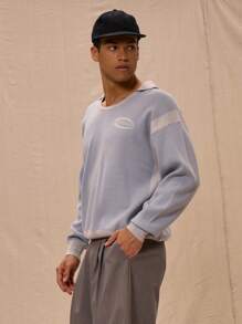 圆领针织撞色“Musero”标语套头衫 - 彩色 - 查看 2