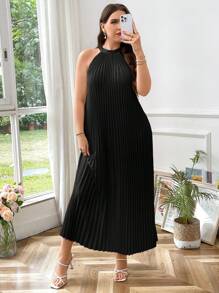 SHEIN Privé Plus Size Sleeveless Solid Color Maxi Dress, Simple & Fashionable, Suitable For Summer,Business Casual Woman