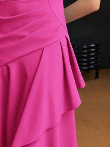 MOTF Soiréza ASYMMETRICAL RUFFLE HEM SLEEVELESS DRESS