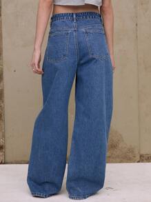 COUREZ Balloon Wide Leg Low Rise Jeans Y2K Vintage Cotton - Brown - View 3