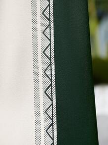 VIVINTIMO Kemeja Kasual Pria Lengan Pendek Kancing Tunggal Motif Geometris untuk Liburan. - Dark Green - View 4