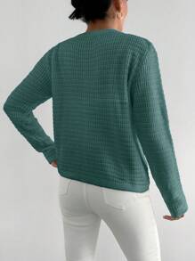 RueChic 女士纯色纽扣式长袖口袋休闲上衣，日常穿着