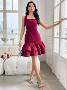 Modelyn Vestido corto de mujer con tirantes de unicolor, minimalista y de moda, adecuado para el verano