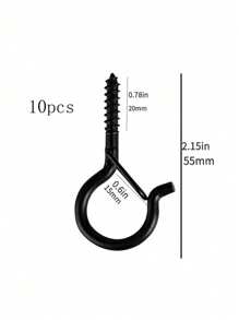 SHEIN 10/20/30/40pcs Metal Spring Q Hook Black S-Hooks With Clasp Anti-Wind Screw Plant/Light Hooks Home Bathroom Decor Bathroom Organizer Summer - Black - View 3