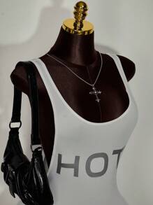 Amplova 狂欢节服装 女士夏季服装 女士个性化字母印花紧身透明连体衣 - 白色 - 查看 7