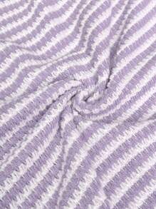 SHEIN Maternity Casual V-Neck Short Sleeve Top With Adjustable Elastic Waist Shorts Loose 2Pcs Outfit Set - Mauve Purple - View 4