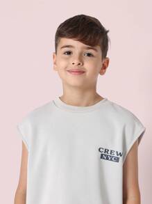 SUMWON Varsity Style Sleeveless Athletic Tank Top Summer Sport Number Crew Team Muscle Tee Urban Street Fashion Basketball Training Youth Active Wear