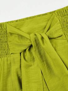 SOLERSUN Summer Beach Vacation Style One-Shoulder Puff-Sleeved Ruffled Strapless Crop Top & Wide Leg Pants Set For Summer