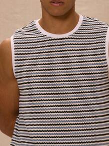 Musero Knit Striped Fitted Sleeveless Tank Top Spring Summer - Baby Blue - View 4