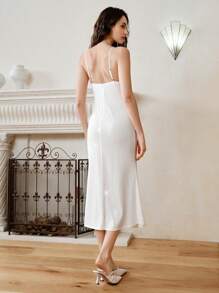 SHEIN LUNE Vestido Elegante Feminino Midi Backless Bodycon com Lantejoulas