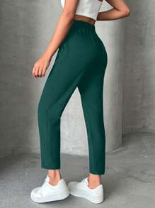EURMUSE Petite Pants With Drawstring, Slanted Pockets - Green - View 2
