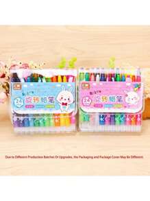 1 Set 24 Farben Malstift Drehstift, Kinderhände bleiben sauber, Kindergarten Farbpinsel, Schüler Ölkreide Malset, Kinderkünstlerische Malutensilien (Verpackung zufällig), Malset, Kinderkunst und Handwerk, Malstift, Kunst- und Handwerksutensilien für Kinder, Kunstmaterialienset - Verschiedenfarbig - Übersicht 5