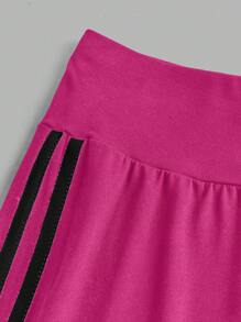 SHEIN 简约时尚少女喇叭裤，适合夏季 - 玫紅色 - 查看 3