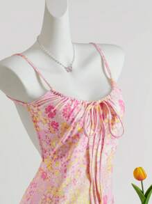 Sweetina 性感迷你连衣裙，碎花，细肩带，露背设计，女士度假装，狂欢装，夏季服装，毕业礼服，波西米亚风度假狂欢装，优雅度假装，女士休闲婚礼宾客礼服，女士