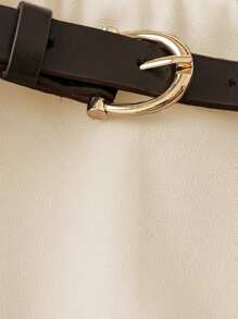 Franclia 休闲通勤时尚高腰腰带环卡其色纯色短裤女式夏季新款 - 卡其色 - 查看 4