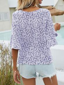 Breezaya 1 chiếc áo sơ mi cổ chữ V tay ngắn dành cho nữ, tối giản và thời trang, phù hợp cho mùa hè - Màu tím - Xem 2