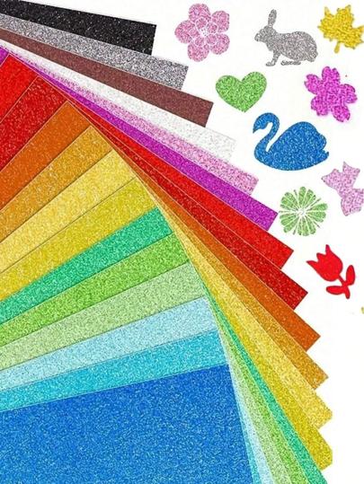 10 fogli di carta glitterata di alta qualità, adatta per lavori artigianali e progetti fai-da-te, carta glitterata per realizzare biglietti, decorazioni natalizie, lavoretti manuali, scrapbooking, confezioni regalo, decorazioni per feste e compleanni, per studenti, scuola, casa e ufficio