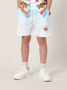 SUMWON Boys Summer Surf Club Hawaiian Shirt Shorts Set Beach Vacation Holiday Tropical Floral Print Short Sleeve Button Down Island Paradise Outfit Set