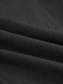 SOLERSUN 大码优雅通勤纯色灯笼袖衬衫 - 黑色 - 查看 7