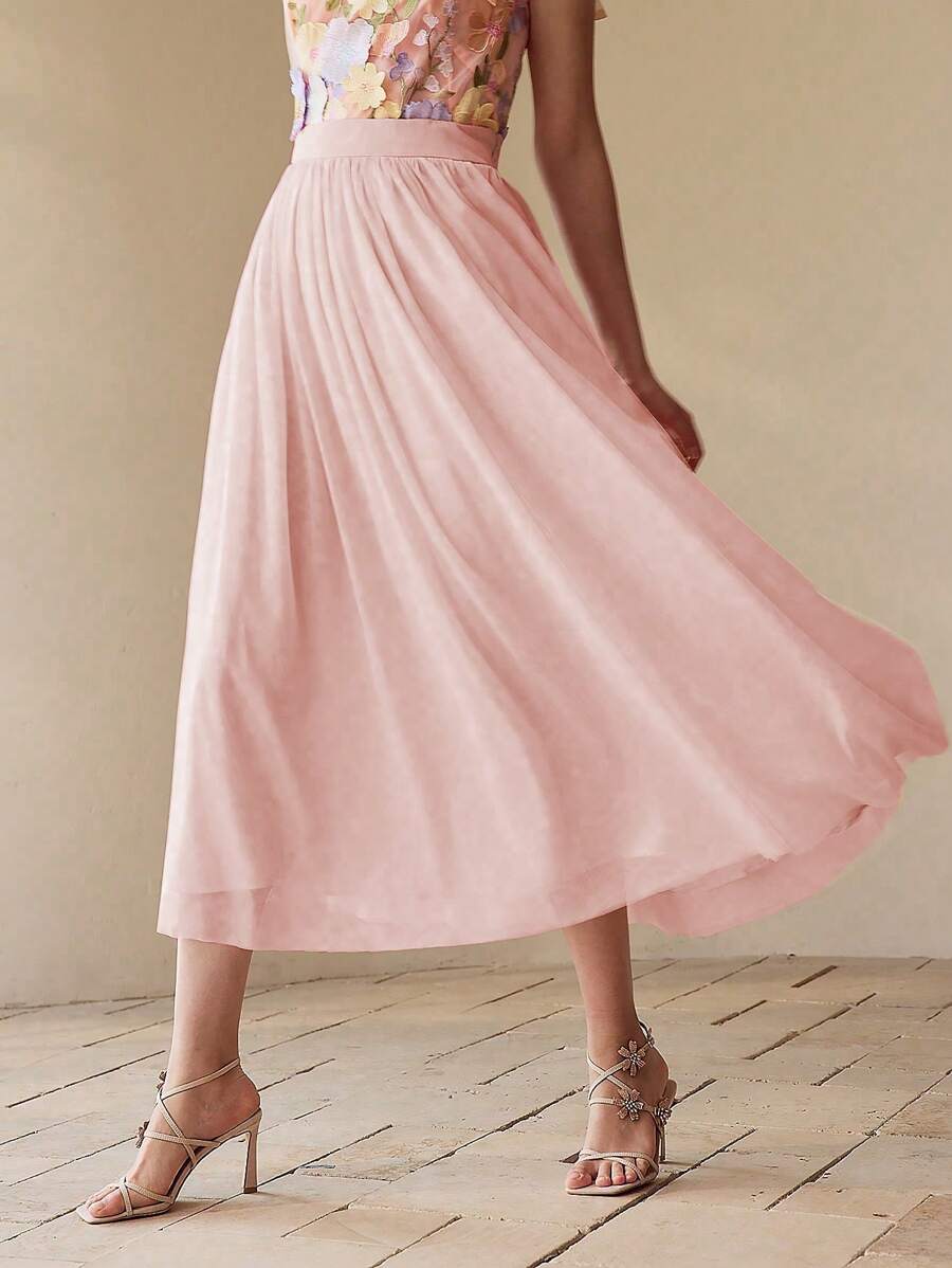 MOTF PREMIUM Falda fluida fruncida - Rosa - Ver 1
