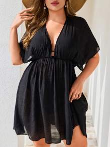 Swim Lushoire Vestido de playa de talla grande, de unicolor y de estilo veraniego informal y ligero