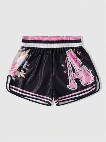 Prep Herren Boxershorts mit Buchstaben-Aufdruck, Basketball Sportshorts